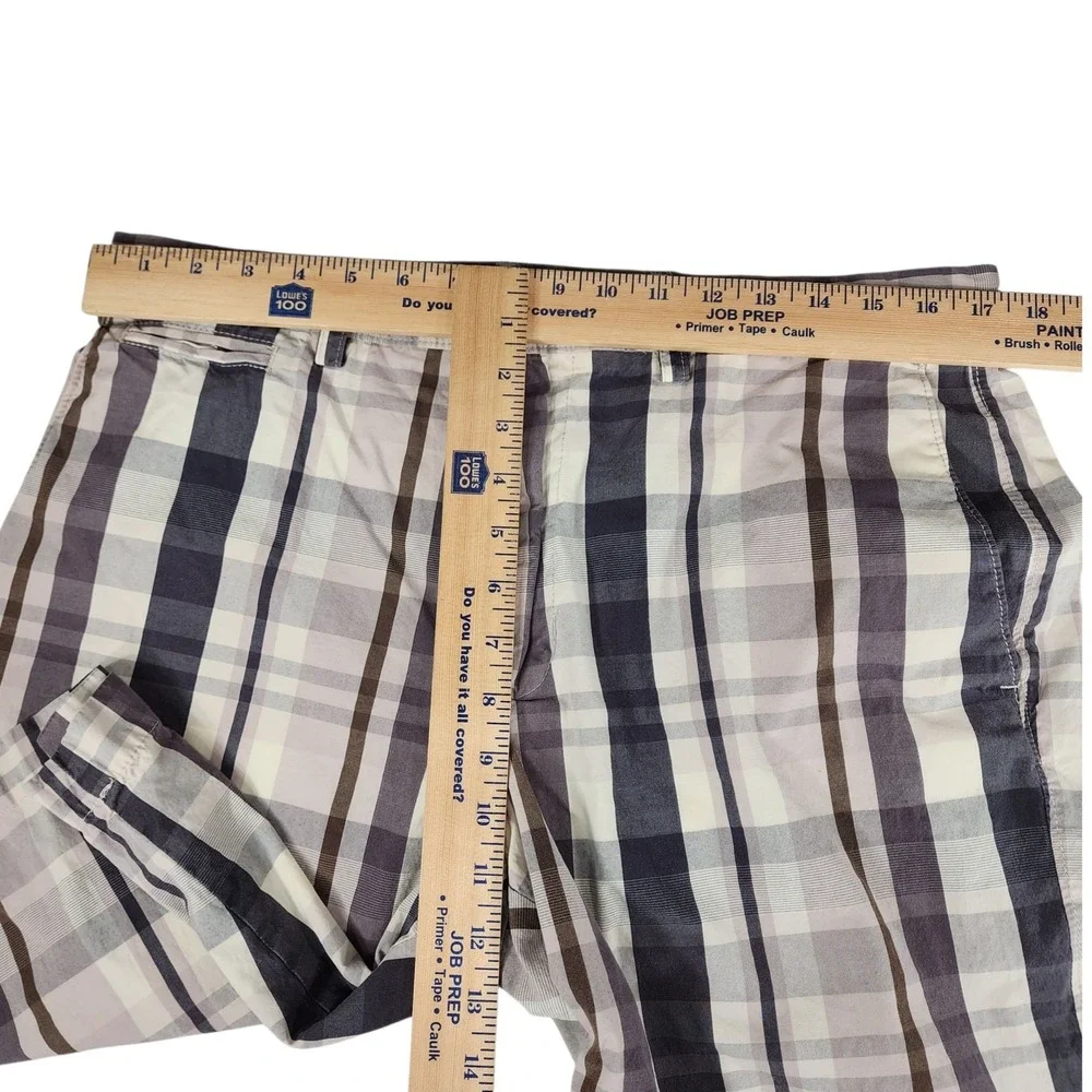 Banana Republic Short sz 34 Men Bermuda Plaid Gray Brown 10.5